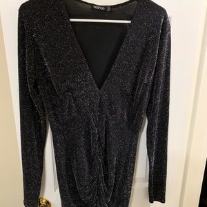 Black long sleeve glitter dress